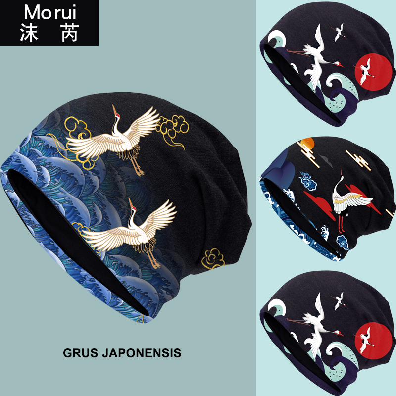 国潮中国风古风仙鹤包头帽保暖帽