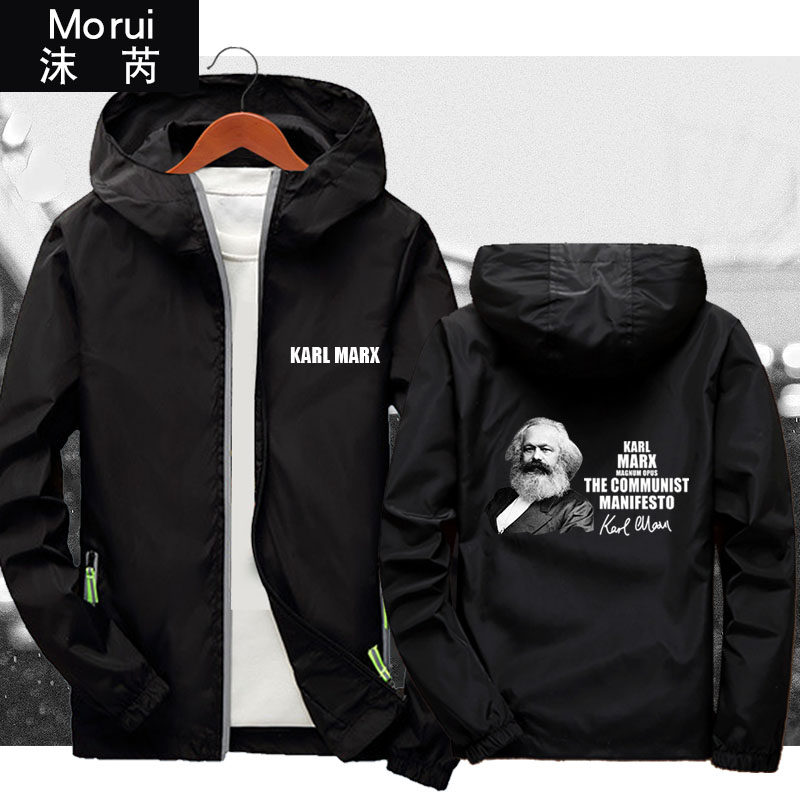 karl marx马克思社会共产主义连帽夹克男女薄款外套帽衫衣服定制