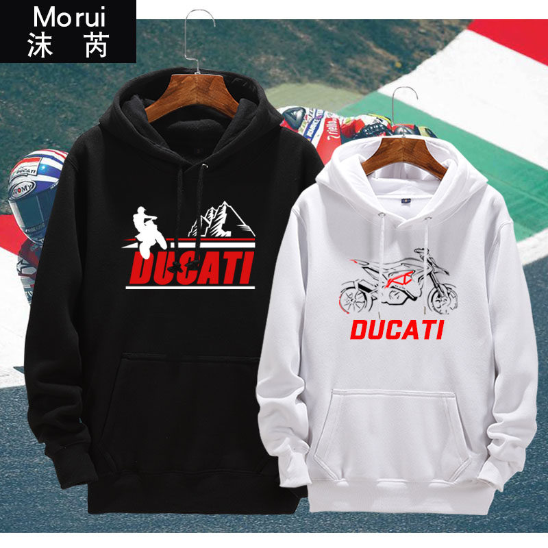 杜卡迪摩托骑行机车联盟越野E族连帽卫衣加绒外套男女可定制衣服