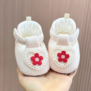 1岁新生儿百天女宝宝软底步前鞋 春季 婴儿蕾丝花边公主鞋 秋 新款