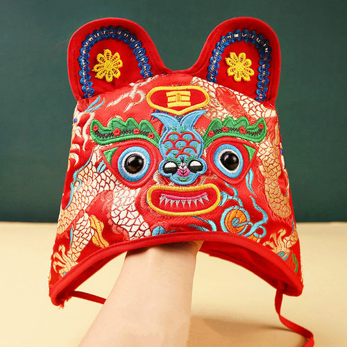 生日抓周拍照夏季国潮手工虎头帽