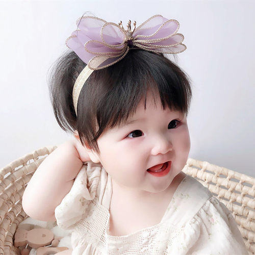 公主皇冠蝴蝶结蕾丝新生婴儿发带