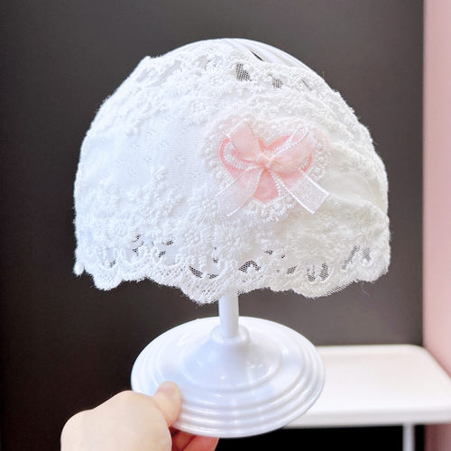 婴儿帽子公主护囟门胎帽蕾丝发带