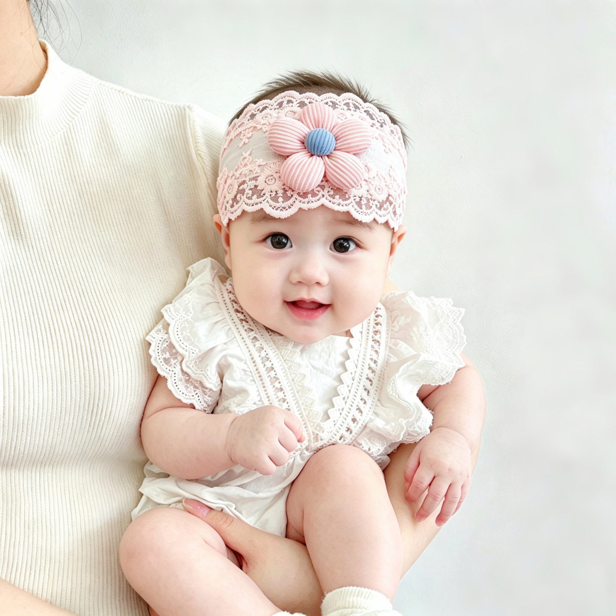 婴儿囟门帽子夏季薄款女宝宝护囟门护额头帽卤门女婴新生胎帽发带