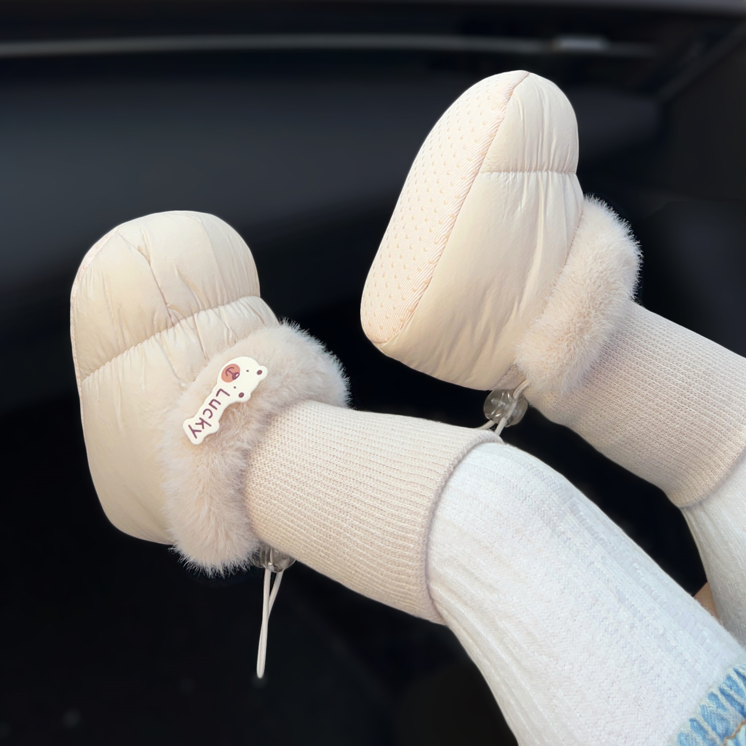 米嘟尔加绒加厚保暖棉鞋袜口护脚