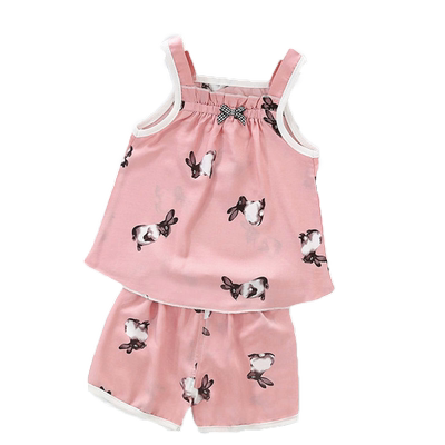 吊带夏季绵绸小女孩人造棉家居服