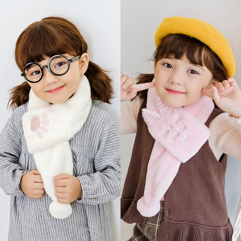 儿童围巾女孩小童脖套毛绒冬保暖