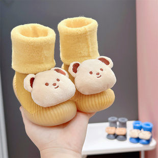 婴儿学步鞋加绒加厚秋冬鞋袜宝宝鞋子一岁10个月婴幼儿防滑地板鞋