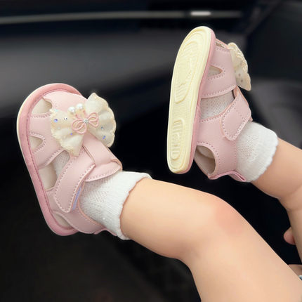 夏季公主皮凉鞋婴儿鞋牛筋底学步鞋透气不掉软底鞋子小月龄女宝宝