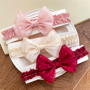 夏儿童宝宝女孩新生婴儿幼儿满月周岁生日公主护囟门发带头饰头带