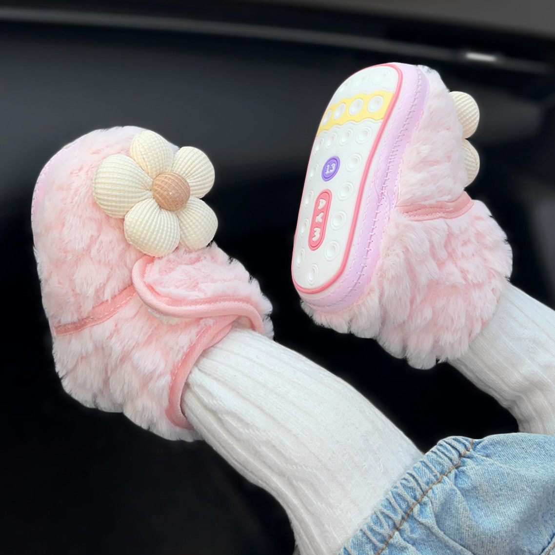 女宝宝加绒加厚保暖软底学步棉鞋