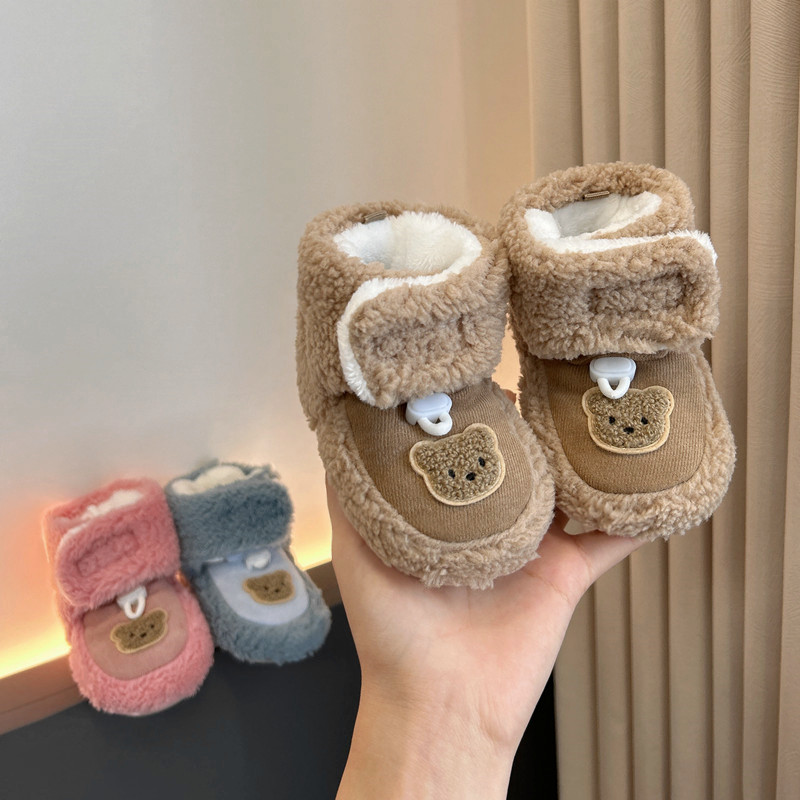 婴儿加绒加厚棉鞋防滑软底步前鞋