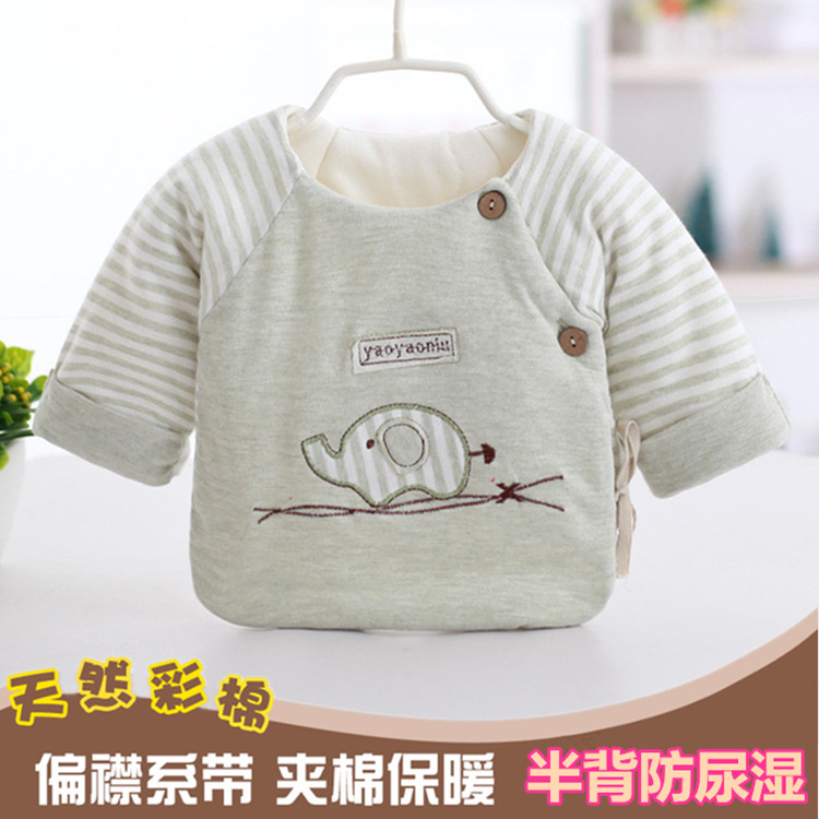 宝宝彩棉棉衣新生儿春秋初生婴儿加厚半背棉袄棉服夹棉上衣和尚服