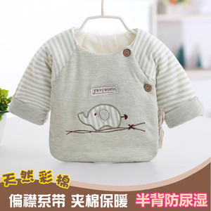 宝宝彩棉棉衣新生儿春秋初生婴儿加厚半背棉袄棉服夹棉上衣和尚服