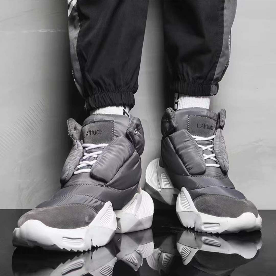 白色高帮潮鞋男2025冬季款潮流内增高运动休闲鞋子男士厚底老爹鞋