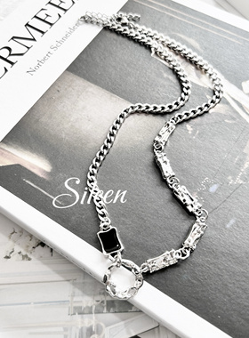 轻奢高级感男士项链不掉色极简锁扣链 潮男小众设计高级防水防汗