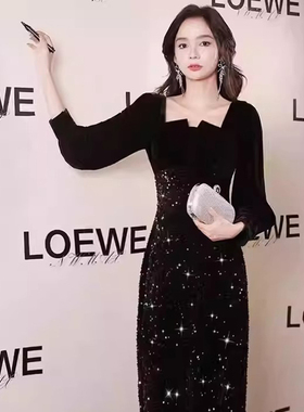 2025秋冬季新款有里布晚礼服女高端宴会显瘦轻奢主持礼服裙D4583