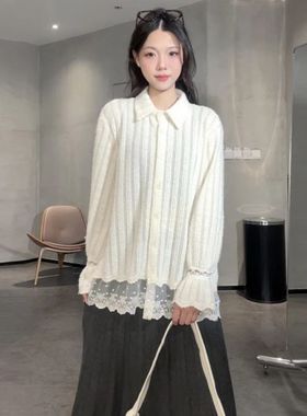 温柔风蕾丝衬衫纹理百搭小众设计女上衣唯美气质高级优雅D0044