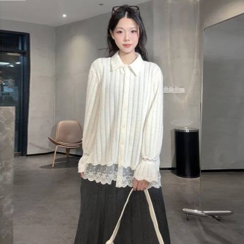 温柔风蕾丝衬衫纹理百搭小众设计女上衣唯美气质高级优雅D0044