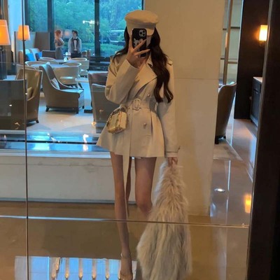 2025秋季新款有里布送腰带英伦风双排扣收腰系带外套风衣JT0072