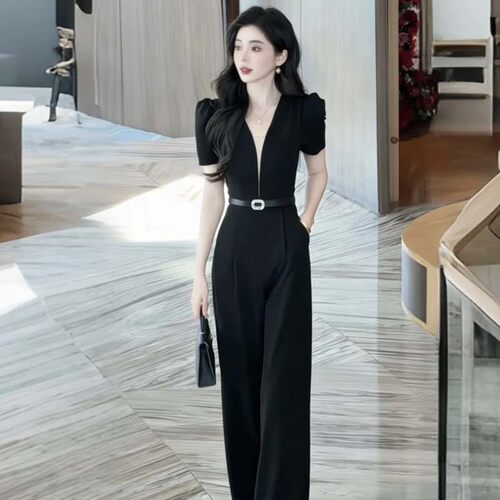 送腰带2026夏季新款小众设计感连体衣法式温柔甜美风连体裤D5618