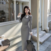 2026春季 新款 氛围感韩系温柔慵懒假两件打底连衣裙D4461A