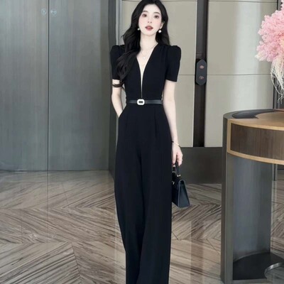送腰带2026夏季新款小众设计感连体衣法式温柔甜美风连体裤D5618