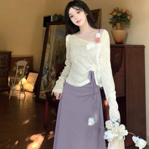 两件套2026夏季新款女立体花朵吊带裙温柔外搭罩衫气质套装D7070