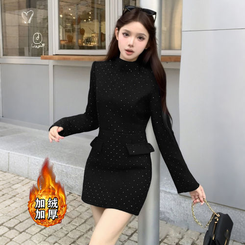 2026春季新款加绒加厚气场强大收腰短款生日礼服连衣裙QY0134A