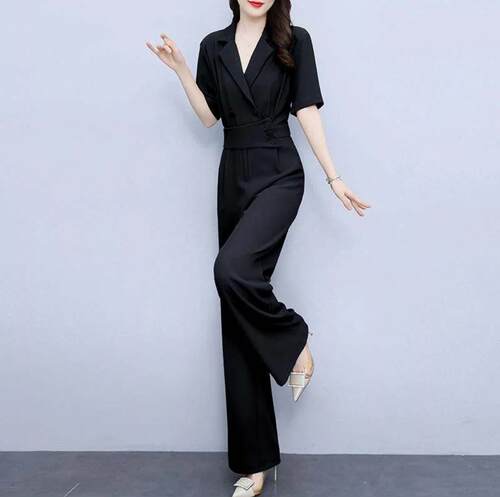 2026夏季新款女韩版轻奢通勤高级女神范气质垂感阔腿连体裤D6047
