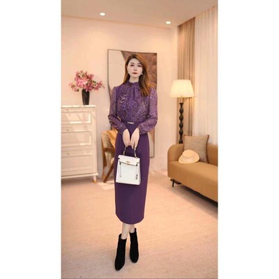 2026春季爆款有里布气质显瘦蕾丝时尚长袖裙子轻奢连衣裙D5041