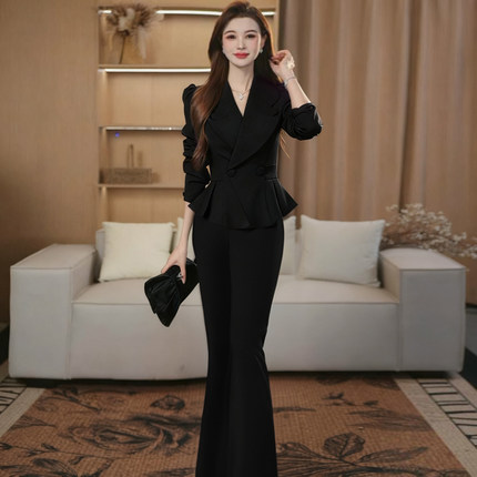 2025秋季新款法式女神范时尚修身时尚套装上衣裤子两件套JT0104
