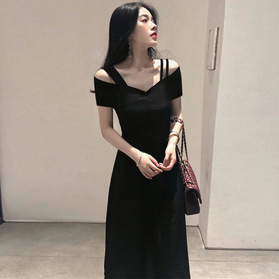 法式复古流行赫本风小黑裙2025夏季新款气质收腰显瘦连衣裙女1467