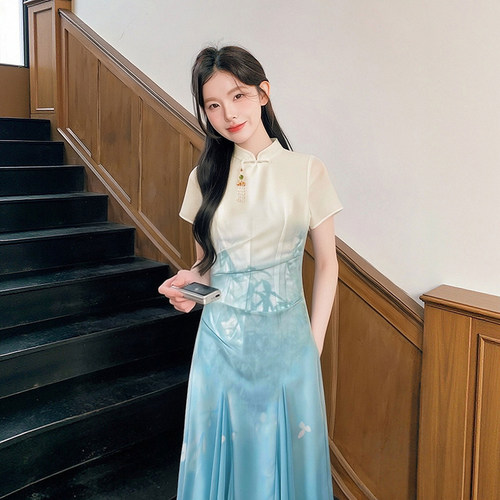 2026夏季新款有里布新中式旗袍中长裙仙气长款古风连衣裙D4861