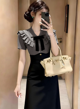 2026夏季新款法式复古小众设计感高腰蝴蝶结气质温柔连衣裙D4883