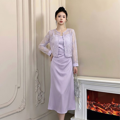 两件套2026夏季新款女中国风高级感气质百搭开衫吊带裙套装D7690