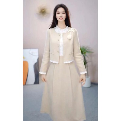 2026秋季新款时尚减龄收腰显瘦外套裙子套装两件套DM0067