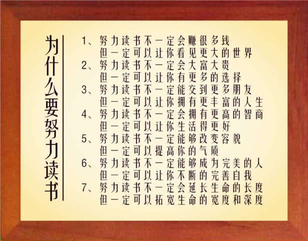 营养书画 天然实木有框画简约现代装饰画挂摆件 为什么要努力读书