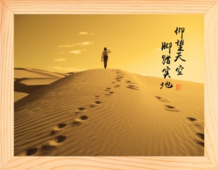 营养书画 天然实木有框画简约现代挂摆件 仰望星空 脚踏实地 2款