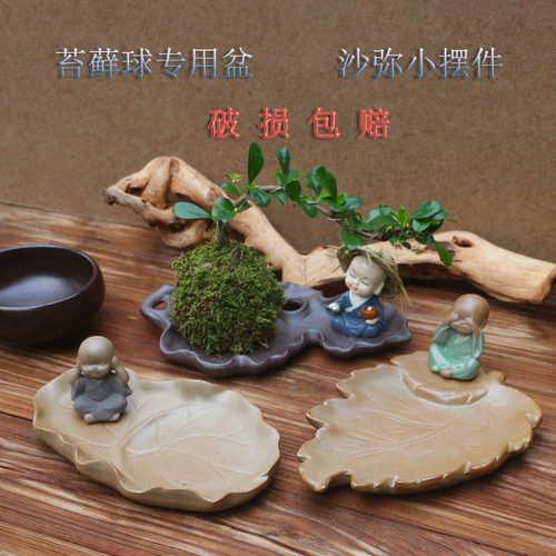 苔玉苔藓球盛水精品陶瓷包邮托盘