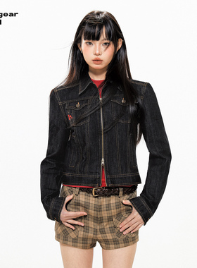 LINY LIBERTY 24SS 复古街头设计感修身牛仔夹克拉链外套女上衣