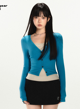 LINY LIBERTY 23SS 设计感V领弹力针织假两件打底衫修身内搭上衣