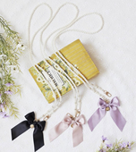 49元 任选两件玫丁小屋日本专柜珍珠大蝴蝶结斜挎手机链绳包包肩带