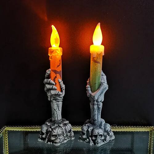 Halloween Candle Light LED Colorful Candlestick Table Top De