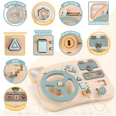 Montessori Toy Steering Wheel Wooden Busy Board Wooden Senso
