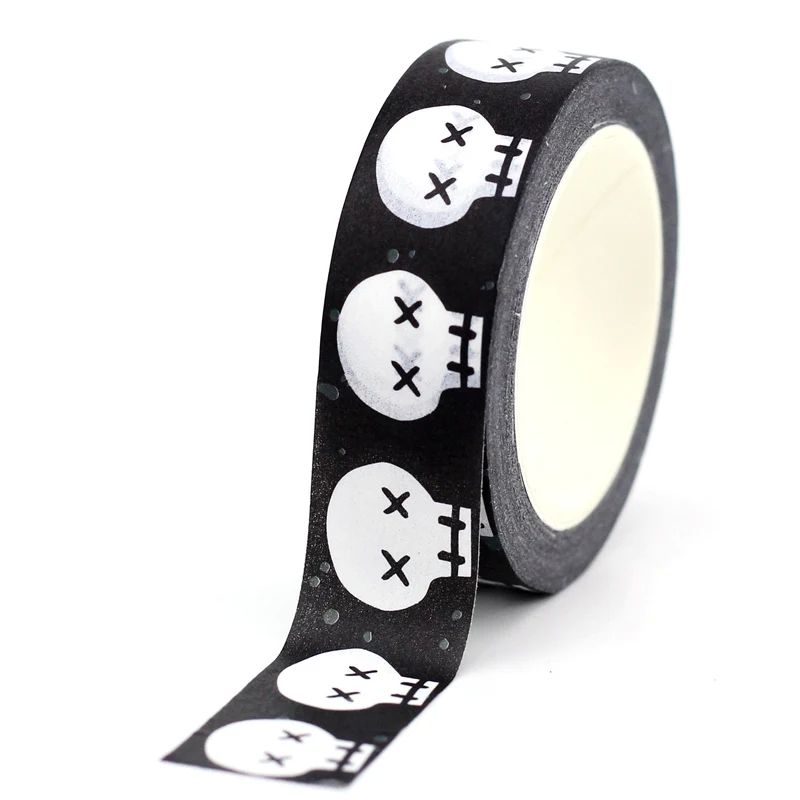 NEW 1PC. 10M Decorative Skull on Black Background Halloween