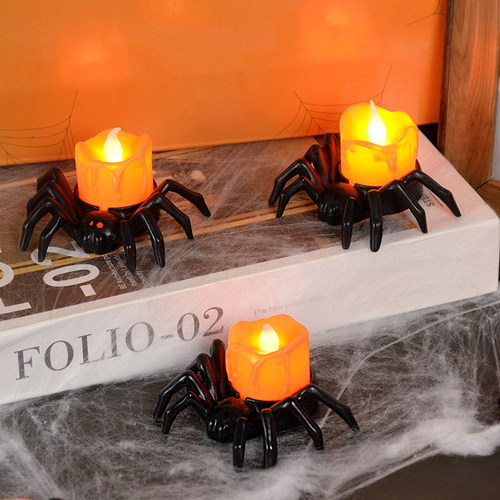 Halloween Decorations LED Candle Light Plastic Spider Pumpki