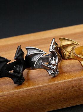 Fashion Gothic Bat Ring For Men Women 316L Stainless Steel O
