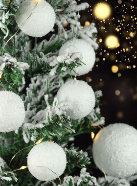 10/8/6/4cm White Christmas Balls Ornament for Tree 6Pcs Shat