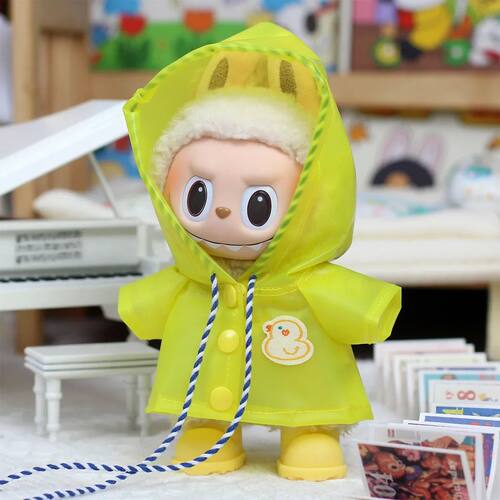 17cm Labubu Raincoat Doll Clothes Heartbeat Macaron Outfits